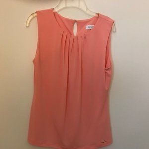 Calvin Klein Pleat Neck Sleeveless Cami in Peach